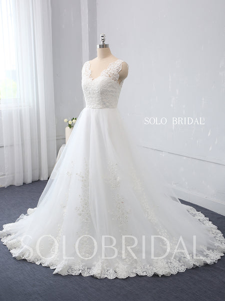 Ivory A Line Wedding Dress with Cotton Lace