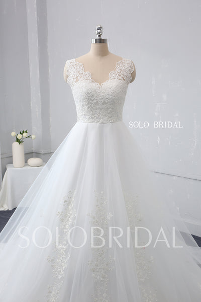Ivory A Line Wedding Dress with Cotton Lace