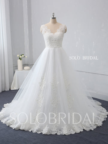 Ivory A Line Wedding Dress with Cotton Lace
