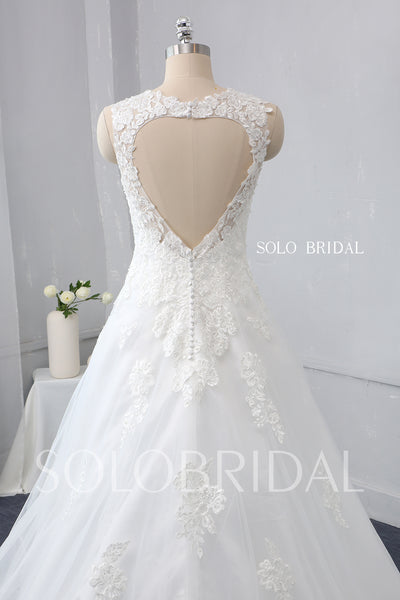 Ivory A Line Fitted Hip Design Heart Lace Back Wedding Dress