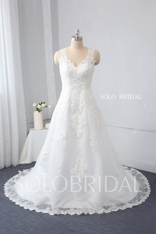 Ivory A Line Fitted Hip Design Heart Lace Back Wedding Dress