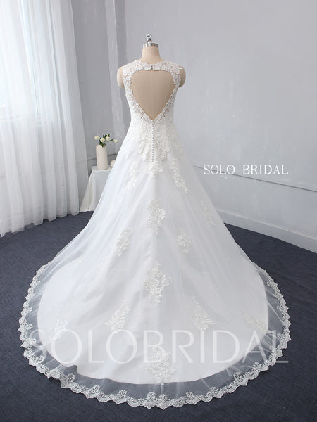 Ivory A Line Fitted Hip Design Heart Lace Back Wedding Dress