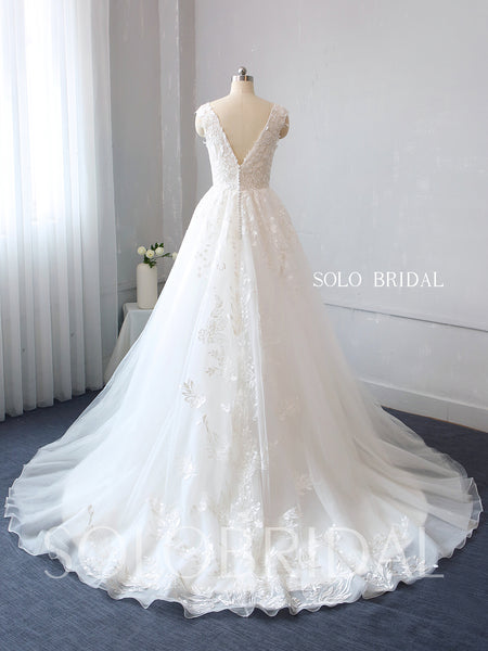 Ivory Tulle Wedding Dress with Cotton Lace