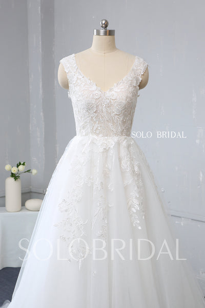 Ivory Tulle Wedding Dress with Cotton Lace