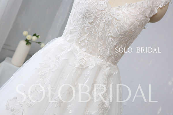 Ivory Tulle Wedding Dress with Cotton Lace