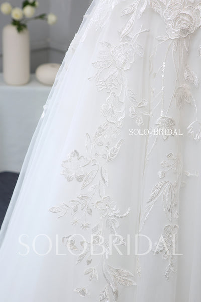 Ivory Tulle Wedding Dress with Cotton Lace