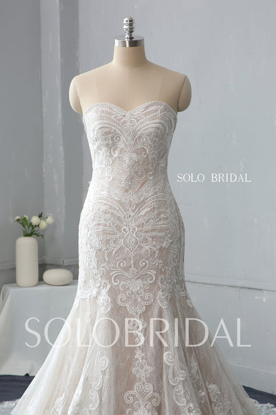 Strapless Fit and Flare Wedding Dress with Chapel Train
