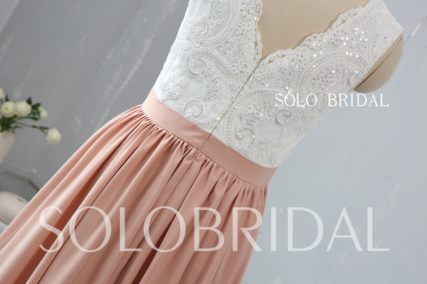 Sequin Lace V Neck Bridesmaid Dress