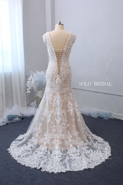 Fit and Flare Sweetheart Wedding Dress with Court Train
