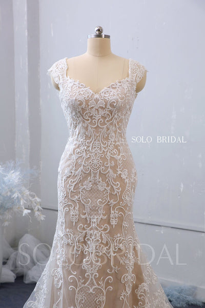 Fit and Flare Sweetheart Wedding Dress with Court Train