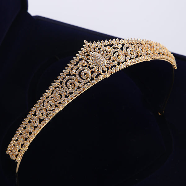 Luxury Cubic Zirconia Princess Bridal Tiara - Silver or Gold