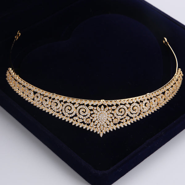 Luxury Cubic Zirconia Princess Bridal Tiara - Silver or Gold