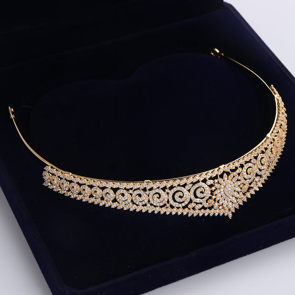 Luxury Cubic Zirconia Princess Bridal Tiara - Silver or Gold