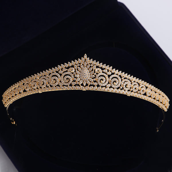 Luxury Cubic Zirconia Princess Bridal Tiara - Silver or Gold