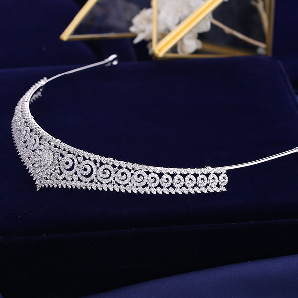 Luxury Cubic Zirconia Princess Bridal Tiara - Silver or Gold