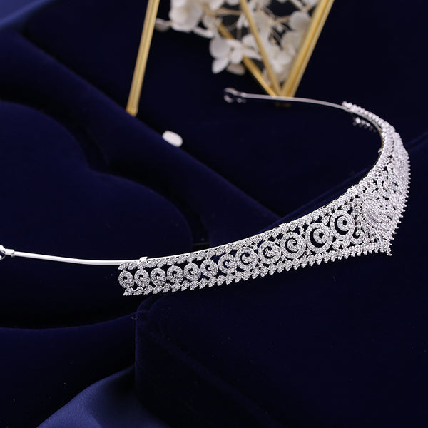 Luxury Cubic Zirconia Princess Bridal Tiara - Silver or Gold
