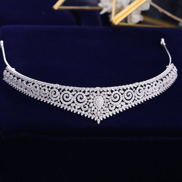 Luxury Cubic Zirconia Princess Bridal Tiara - Silver or Gold